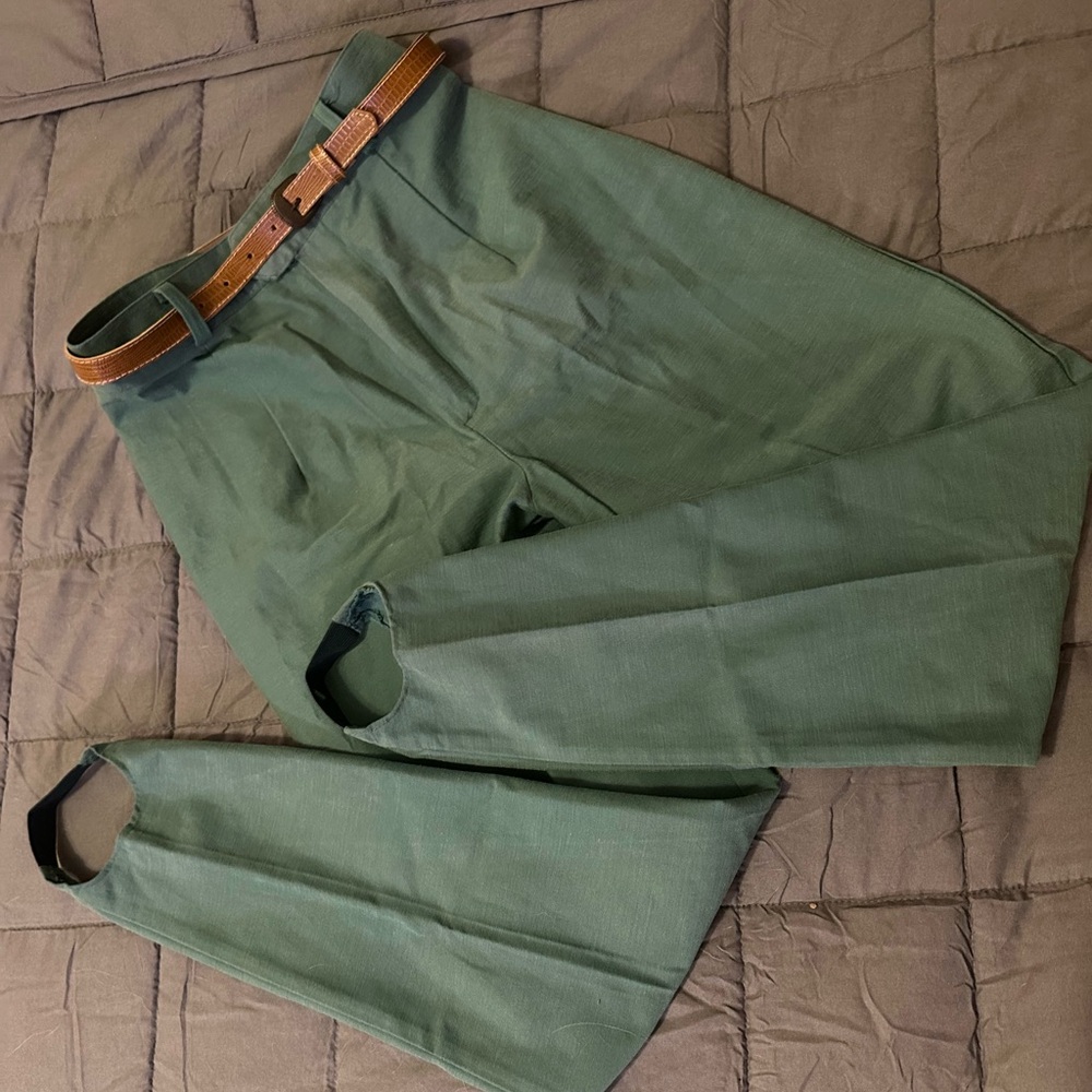 Vintage Green Stirrup Pants with Belt